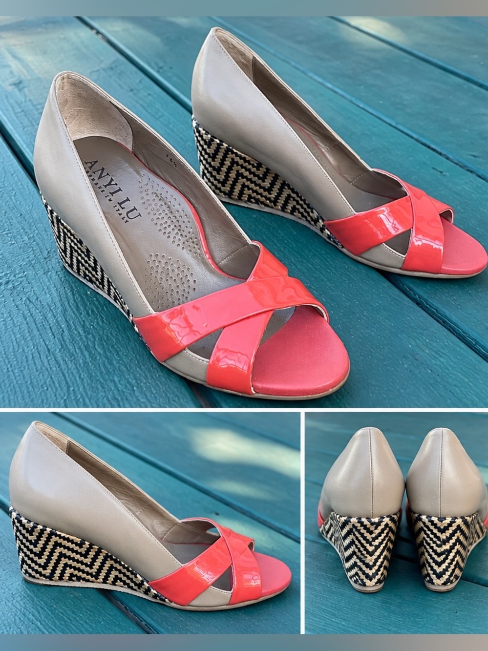 Anyi Lu Allure Wedge Shoes EU 36.5 / US 6.5 Coral Italy